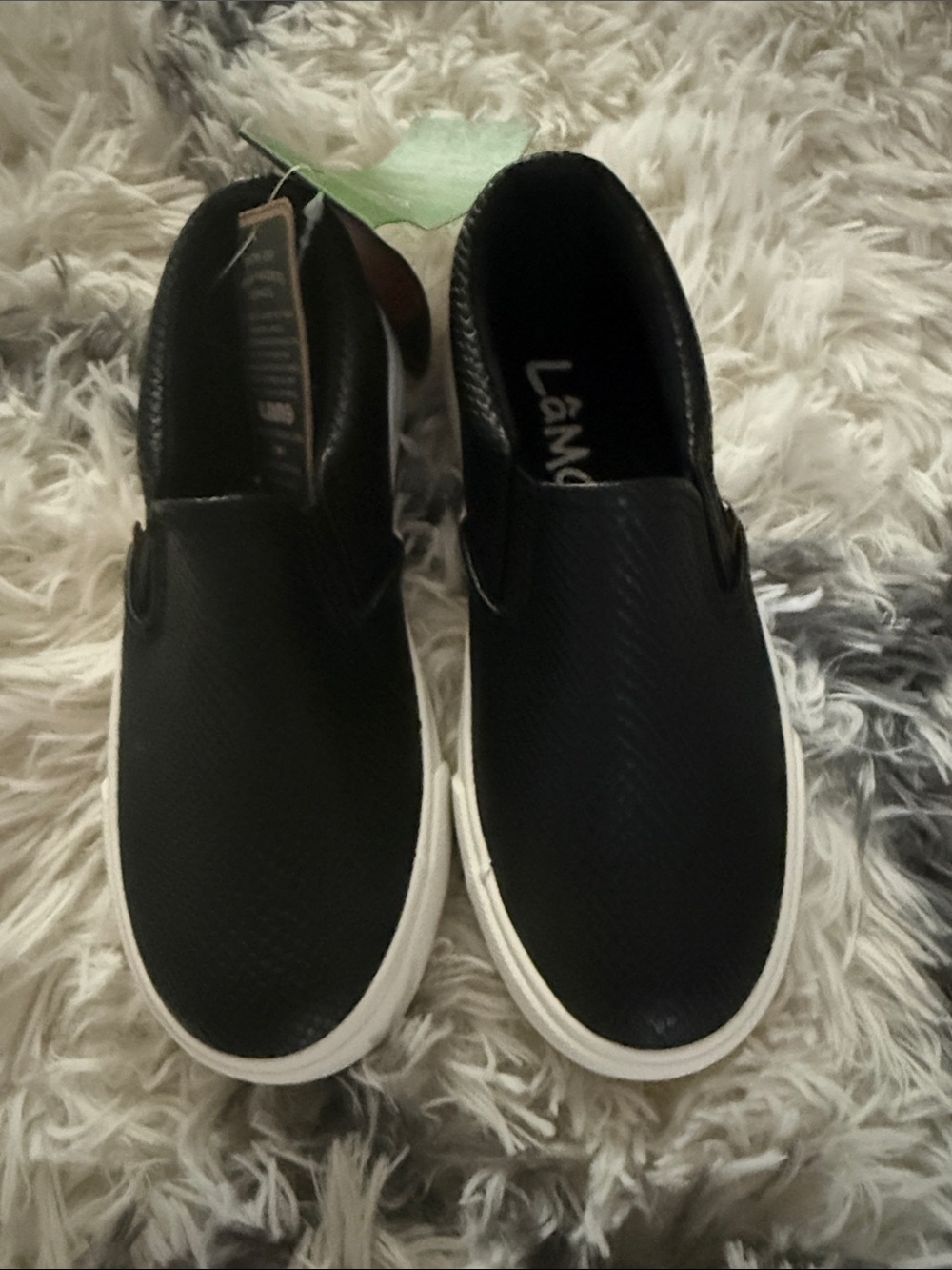 Lamo Kids Black Slip-On Sneakers with White Sole